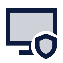 Monitor shield icon, Sharp Duotone style