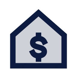 Mortgage icon, Sharp Duotone style