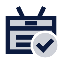 Name tag check icon, Sharp Duotone style