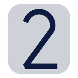 Number 2 icon, Sharp Duotone style
