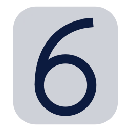 Number 6 icon, Sharp Duotone style
