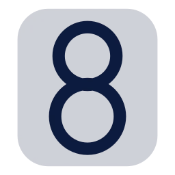 Number 8 icon, Sharp Duotone style