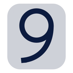 Number 9 icon, Sharp Duotone style