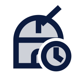 Observatory clock icon, Sharp Duotone style