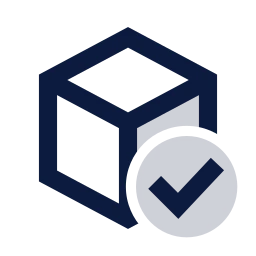 Package check icon, Sharp Duotone style