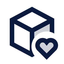 Package heart icon, Sharp Duotone style