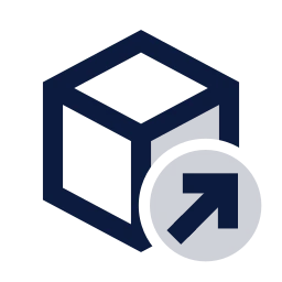 Package share icon, Sharp Duotone style