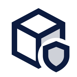 Package shield icon, Sharp Duotone style