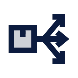 Parcel sorting icon, Sharp Duotone style