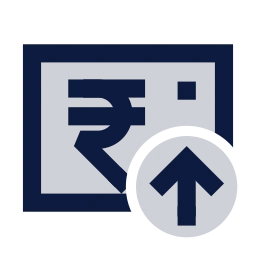 Rupee note up icon, Sharp Duotone style