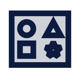 Shape sorter icon, Sharp Duotone style