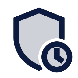 Shield clock icon, Sharp Duotone style