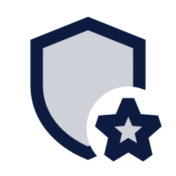 Shield star icon, Sharp Duotone style
