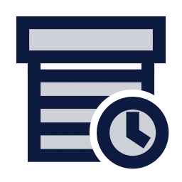 Shop shutter clock icon, Sharp Duotone style