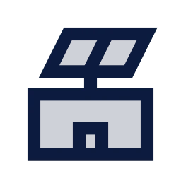 Solar rooftop icon, Sharp Duotone style