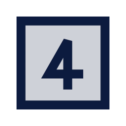 Square number 4 icon, Sharp Duotone style