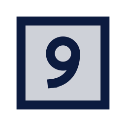 Square number 9 icon, Sharp Duotone style