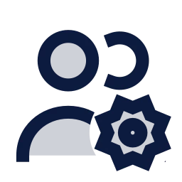 Users settings icon, Sharp Duotone style