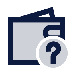 Wallet question icon, Sharp Duotone style