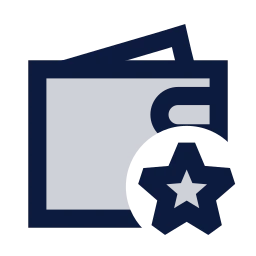Wallet star icon, Sharp Duotone style