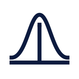 Bell curve icon, Sharp Line style
