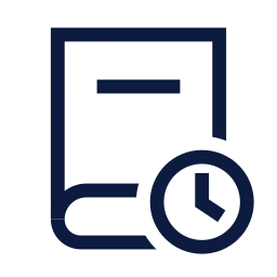 Book clock icon, Sharp Line style