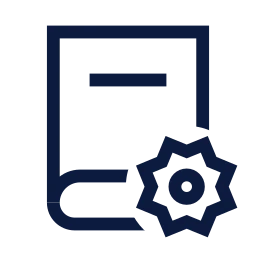 Book settings icon, Sharp Line style