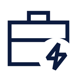 Briefcase bolt icon, Sharp Line style