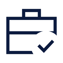 Briefcase check icon, Sharp Line style