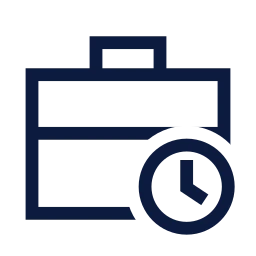 Briefcase clock icon, Sharp Line style