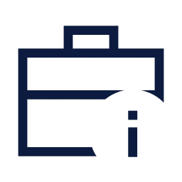 Briefcase info icon, Sharp Line style