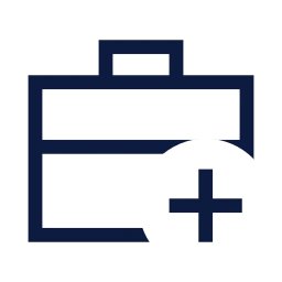 Briefcase plus icon, Sharp Line style