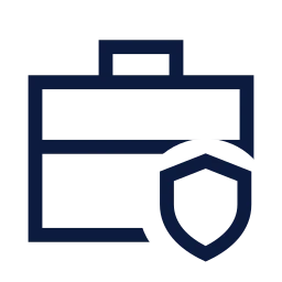 Briefcase shield icon, Sharp Line style