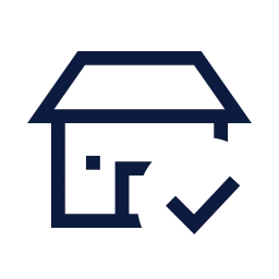 Bungalow check icon, Sharp Line style