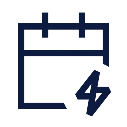 Calendar bolt icon, Sharp Line style