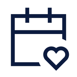 Calendar heart icon, Sharp Line style