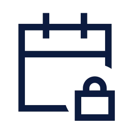 Calendar lock icon, Sharp Line style