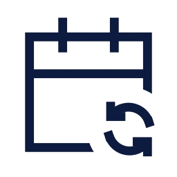 Calendar refresh icon, Sharp Line style