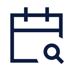 Calendar search icon, Sharp Line style