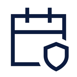 Calendar shield icon, Sharp Line style
