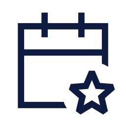 Calendar star icon, Sharp Line style