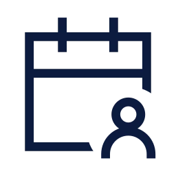 Calendar user icon, Sharp Line style