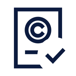 Copyright document check icon, Sharp Line style