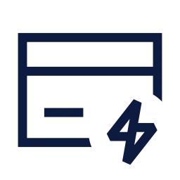 Credit card bolt icon, Sharp Line style