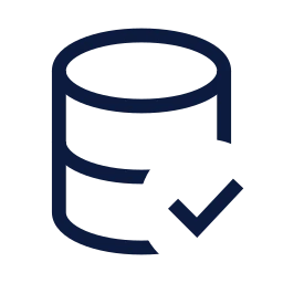 Database check icon, Sharp Line style
