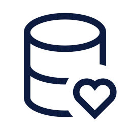 Database heart icon, Sharp Line style