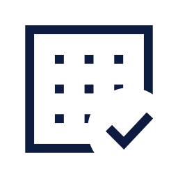 Dataset check icon, Sharp Line style