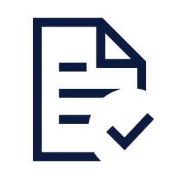 File text check icon, Sharp Line style