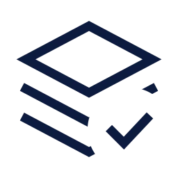 Layers check icon, Sharp Line style
