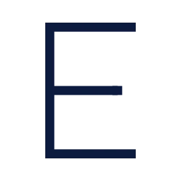 Letter e icon, Sharp Line style